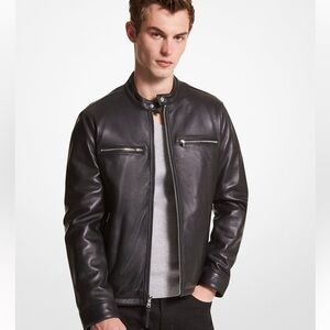 MICHAEL KORS Chamarra 100% Leather Jacket  Color Black Size L